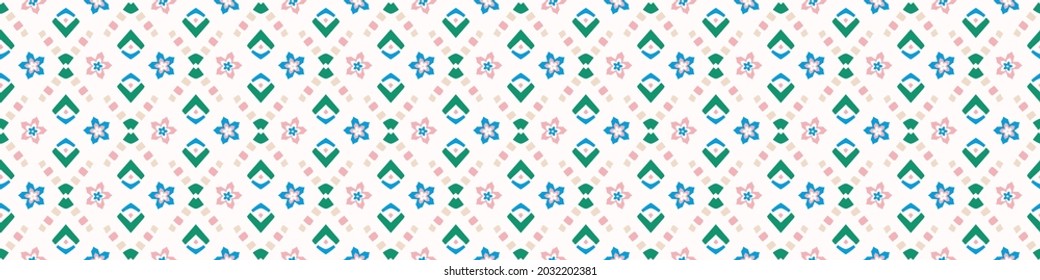 Playful fresh doodle shape seamless border. Modern trendy minimal retro style motif edging trim. Hand drawn simple colorful banner tape isolated on white. Cute childish design.