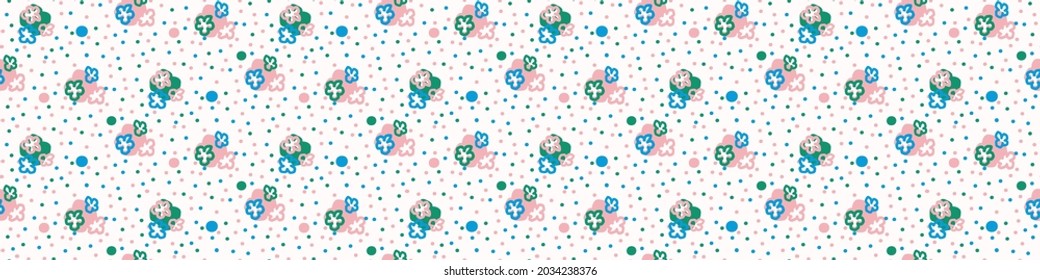 Forma de doodle fresco y lúgubre, borde sin fisuras. Moderna decoración de diseño minimalista de estilo retro. Una simple cinta adhesiva de color dibujada a mano aislada en blanco. Diseño infantil.