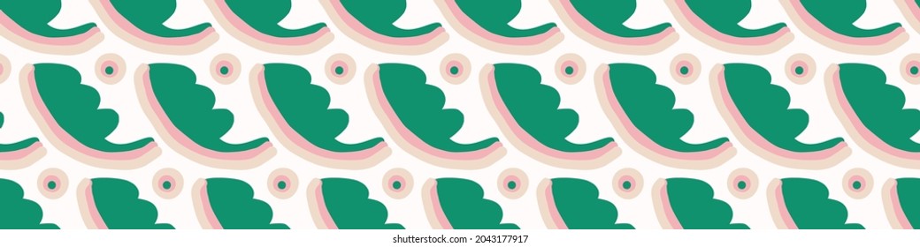 Playful fresh doodle shape seamless border. Modern trendy minimal retro style motif edging trim. Hand drawn simple colorful banner tape isolated on white. Cute childish design.