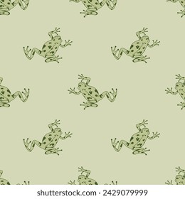 Ranas juguetonas en un fondo claro, sin patrón, ilustración vectorial, ideal para la decoración y la ropa de la habitación de los niños