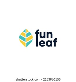 Playful fun leaf logo with color variations