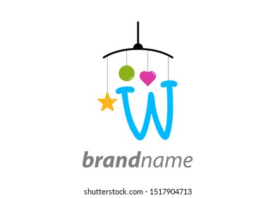 Playful and funny logo design Initial W combine with baby toy.