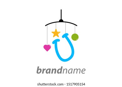 Playful and funny logo design Initial U combine with baby toy.
