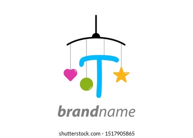 Playful and funny logo design Initial T combine with baby toy.