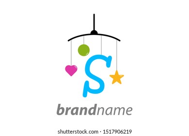Playful and funny logo design Initial S combine with baby toy.