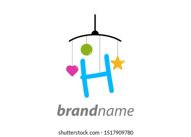Playful and funny logo design Initial H combine with baby toy.