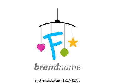 Playful and funny logo design Initial F combine with baby toy.