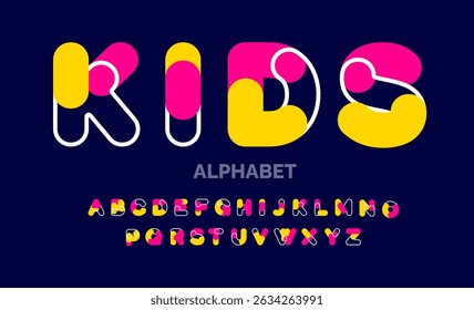 Playful funny Modern children style colorful a to z alphabet typography letter font design set. alphabet letters. used to festival, Thank you phrases, birthday, greeting card, or poster and banner.