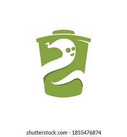 playful garbage recycle worm negative space vector illustration