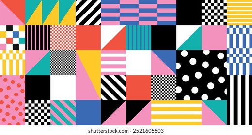 Playful Geometric harmony multi pattern background