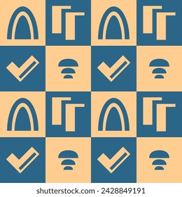 Playful geometric shapes seamless patterns in brutalism style.
