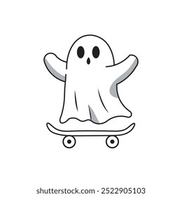 Ein verspieltes Ghost Skateboard auf schwarz-weißem Hintergrund