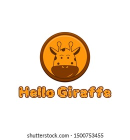 playful giraffe character badge Logo design vector