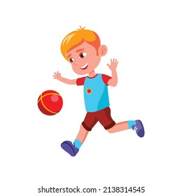 playful girl running with ball on field cartoon vector. playful girl running with ball on field character. isolated flat cartoon illustration
