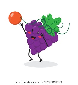 playful grape fruit cute character mascot vector design