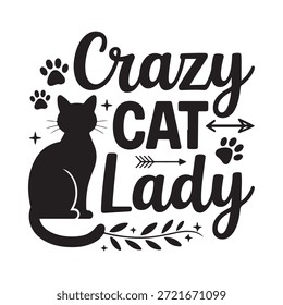 Un Diseño gráfico juguetón con un gato y la loca señora del gato del texto