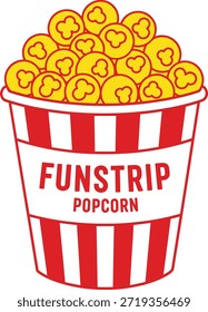 Icono de Diseño gráfico juguetón presenta una Ilustración vectorial de cubo de palomitas de maíz a rayas 