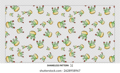 Playful Green Cactus Simple Seamless Pattern Design