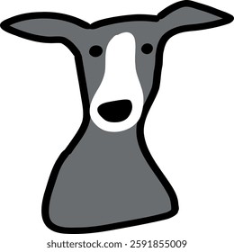 Playful Greyhound Portrait - Cartoon Style Dog Art