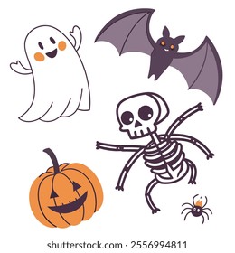 A playful Halloween-themed illustration featuring spooky characters.