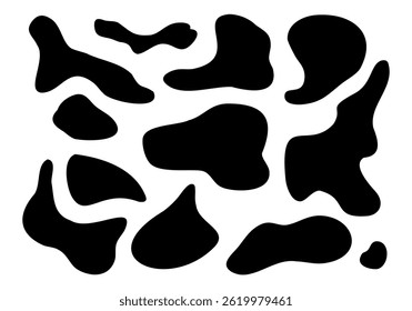 Playful Hand Drawn Organic Blob Shape. A collection of 12 playful hand drawn organic blob shapes with freeform curves, perfect for modern, trendy, and abstract design projects.