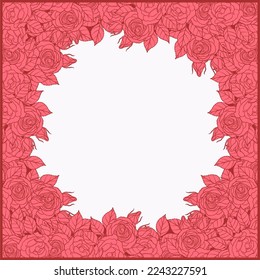 Playful, Hand Drawn, Pastel Red Rose Flowers Background And PAtern Vector Illustration