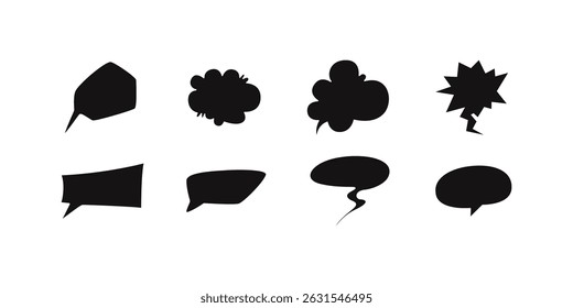 A playful hand drawn vector set of speech bubble doodles in various shapes and cartoon styles perfect for comics, messaging apps, creative projects and school materials
