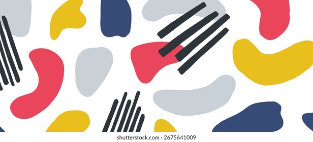 Playful hand-drawn abstract element pattern, great for creative and youthful design themes.