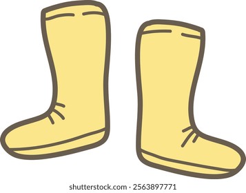 Playful hand-drawn boots in a whimsical style. Vector Illustration.