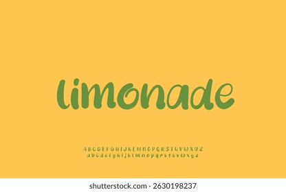 Fonte de script manuscrito brincalhão com letras arredondadas para desenhos de verão e orgânicos
