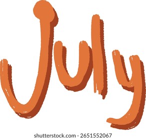 Playful handwritten “July” script with a heart, capturing the spirit of sunny days and summer joy