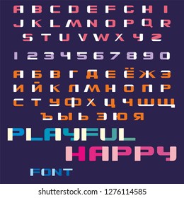 Playful happy font. Vector of modern playful font and alphabet