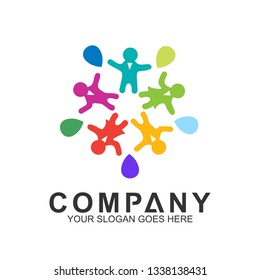 Playful and happy kids group logo