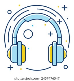 Playful Headset Illustration Comic Headphone icon Comic Style Audio Icon Colorful Headphone Vector