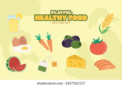 Playful Healthy Food Vector Set