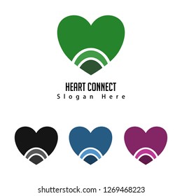 playful heart and connection vector logo idea with various colors for home medical company
