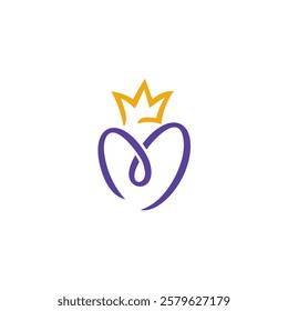 playful Heart and crown design. Vector illustration playful Heart and crown. modern logo design vector icon template
