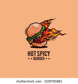 Playful Hot Spicy Burger Logo Design For Your Food And Restaurant