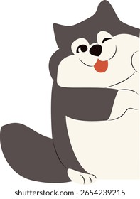Playful Husky Winking Blank Sign Peeking hand drawn