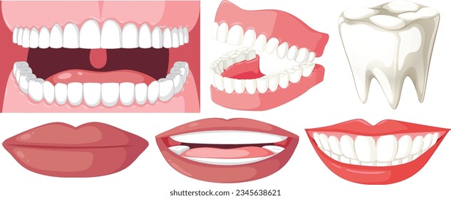 A playful illustration featuring dental and teeth elements