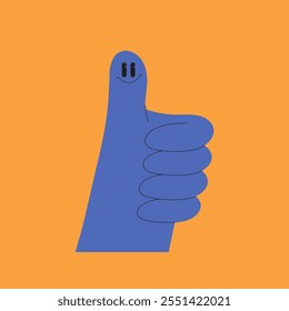 Playful illustration featuring hand gestures. Thumb-up, emoji, expressive details. Modern communication concepts.