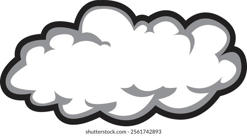 Playful illustration of a fluffy cloud with bold outlines, capturing a whimsical and dreamy essence, perfect for creative projects and imaginative designs