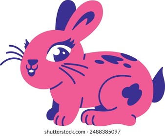 Playful Illustration of Pink Rabbit
