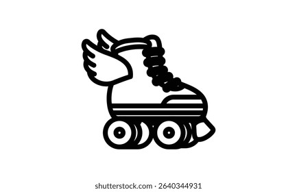 A playful illustration of a roller skate with wings, symbolizing freedom and speed.