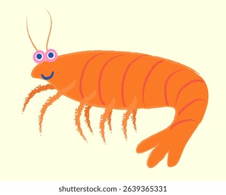 Playful illustrations feature a shrimp