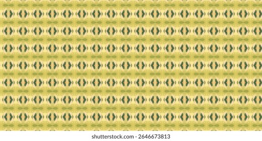 Playful kaleidoscopic pattern in green and orange over a yellow base with abstract butterfly or leaf shapes. Great for playful, whimsical art or fabric design.
