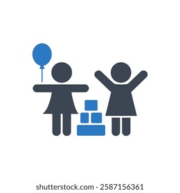 Playful Kids Activity Icon On White Background