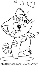 Playful Kitten Coloring Page Illustration