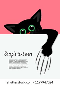 Playful kitten represents a banner a vector illustration.