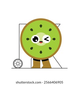 Playful Kiwi Character Illustration, featuring cute expressions and playful legs for versatile use